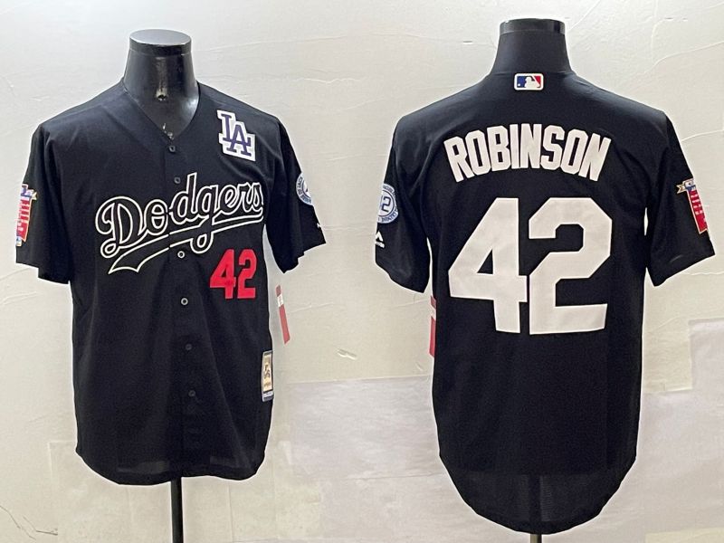 Men Los Angeles Dodgers #42 Robinson Black Throwback 2025 Nike MLB Jersey style 4->los angeles dodgers->MLB Jersey